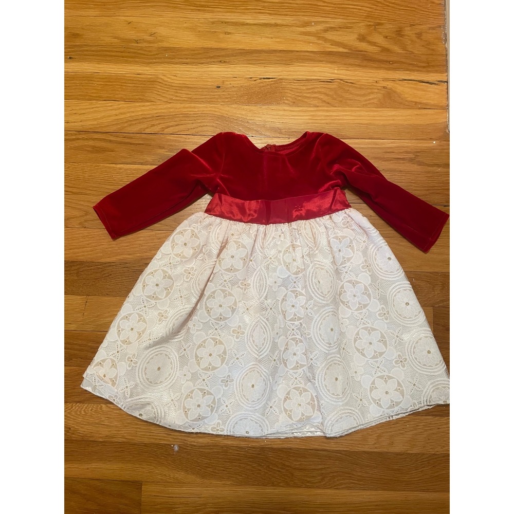 Vintage Y2K Toddler Party Dress Sweet Pea & Lilli Red‎ Velvet Lace 18-24 Months